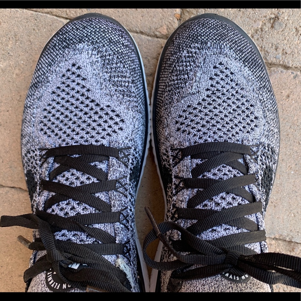 Gray and Black Nike Free RN Flynit